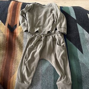 Little Bipsy Green ribbed matching outfit 12-18